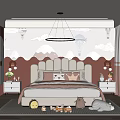 Cozy Pink Kids Room Interior Design With Cloud Patterned Wall Chandelier And Stuffed Toys