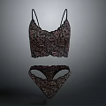Women's Elegant Black Floral Lace Lingerie Set With Intricate Pattern Design