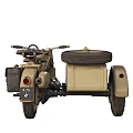 Vintage Military Style Khaki Motorcycle With Sidecar Classic Design And Storage