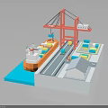 Modern Cargo Terminal Scene Featuring Crane Ship Containers And Loading Area