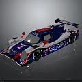 Professional Racing Car Featuring Blue White Red Livery And Aerodynamic Design With Sponsor Logos