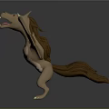 Cartoon Style 3D Dragon Model with Open Mouth Brown Body and Yellow Claws