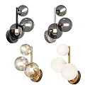 Modern Decorative Wall Lamps With Spherical Glass Shades And Metal Brackets For Home Interior Lighting