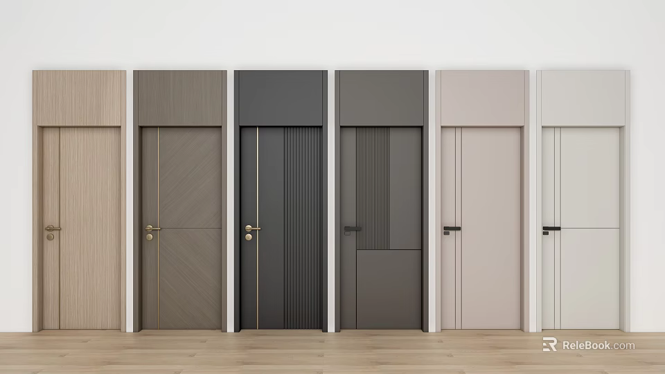 Modern Hinged Doors With Various Designs And Multiple Color Options For Home Interior 3d model