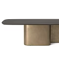 Modern Minimalist Dining Table With Black Wooden Top And Stylish Metal Legs Design