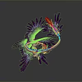 Vibrant Mythical Purple Pink Dragon Creature With Circular Body Feathered Wings And Tail