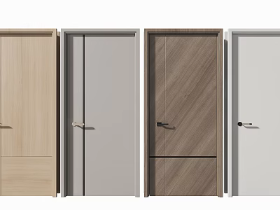 Various Modern Hinged Doors With Wooden And Neutral Finishes 3d model