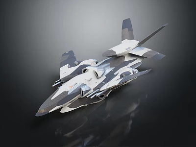 Futuristic Passenger Aircraft With Sleek Aerodynamic Body Grey White Finish And Unique Wing Design 3d model