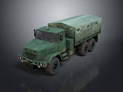 Green Military Truck With Canvas Covered Cargo Bed And Heavy Duty Wheels 3d model