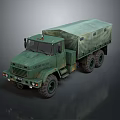Green Military Truck With Canvas Covered Cargo Bed And Heavy Duty Wheels