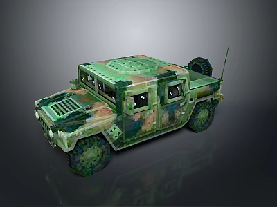 Military Camouflage Tank 3D Model Featuring Green Brown Patterns And Dark Background 3d model
