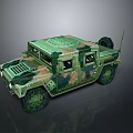 Military Camouflage Tank 3D Model Featuring Green Brown Patterns And Dark Background