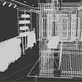 Modern Clothing Store Interior With Hanging Apparel Wooden Grilles And Display Racks