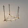 Natural Driftwood Branch Chandelier With Rope Suspended Clear Glass Bulbs And Crystal Accents