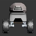 Futuristic Exploration Rover With Large Rugged Wheels And Metallic Geometric Body Design