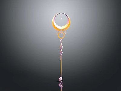 Modern Decorative Pendant With Golden Circular Rings Chain And Pendant Ball On Dark Background 3d model