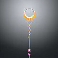 Modern Decorative Pendant With Golden Circular Rings Chain And Pendant Ball On Dark Background