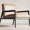 Modern Accent Chair With Leather Upholstered Seat Backrest Dark Frame And Sleek Armrests