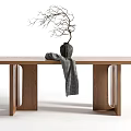 Quiet Long Dining Table Log Dining Table Rectangular Dining Table Ornaments 3d model