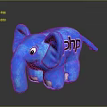Blue Elephant Plush Toy With Cute Face And PHP Text Design