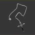 Silver Chain Flail Weapon With Spiked Metal Head And Brown Handle