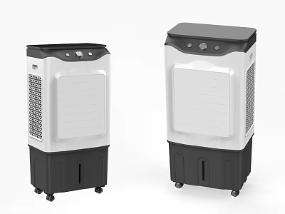 Portable Electric Air Coolers With White Black Design Wheels And Control Panel For Home Use 3d model