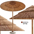 Handcrafted Natural Bamboo Outdoor Garden Umbrella With Conical Roof Structure