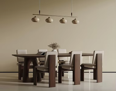 Middle Ancient Dining Table and Chair Middle Ancient Style Dining Table and Chair Chandelier Ornaments 3d model