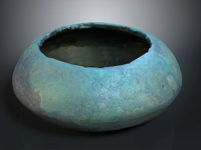 Artisan Crafted Hand Carved Bowl Shaped Turquoise Sculpture With Rough Surface 3d model
