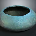 Artisan Crafted Hand Carved Bowl Shaped Turquoise Sculpture With Rough Surface