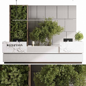 Modern Company Green Plant Front Desk Front Desk Reception Desk Information Desk Reception Desk Information Desk Reception Desk 3d model