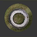 Circular Stone Tower Model With Small Window And Green Grass Base