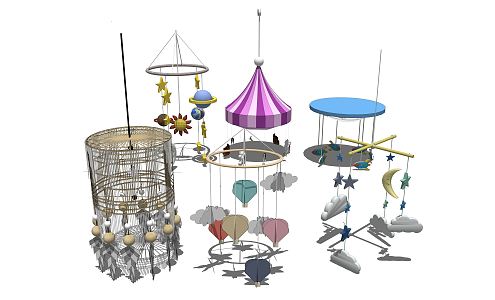 modern wind chimes 3d model