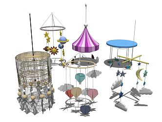 modern wind chimes 3d model