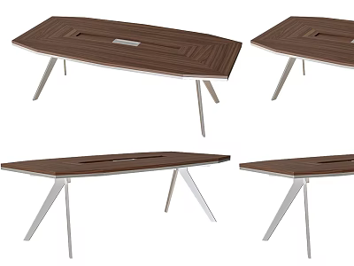 Modern Wooden Conference Table With Sleek Metal Legs For Business Office Environments 3d model