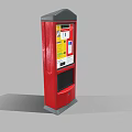 Red Commercial Self Service Payment Terminal With Display And Control Panel 3d model
