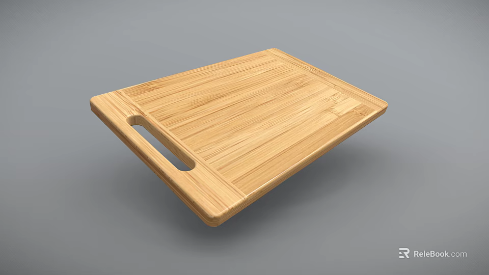 Natural Bamboo Cutting Board With Handle For Safe Kitchen Food Preparation And Chopping 3d model 