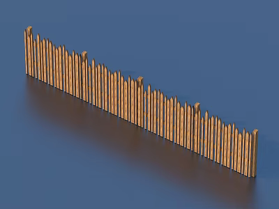 Decorative Garden Ornamental Wooden Fence with Pointed Tops for Landscaping Design 3d model
