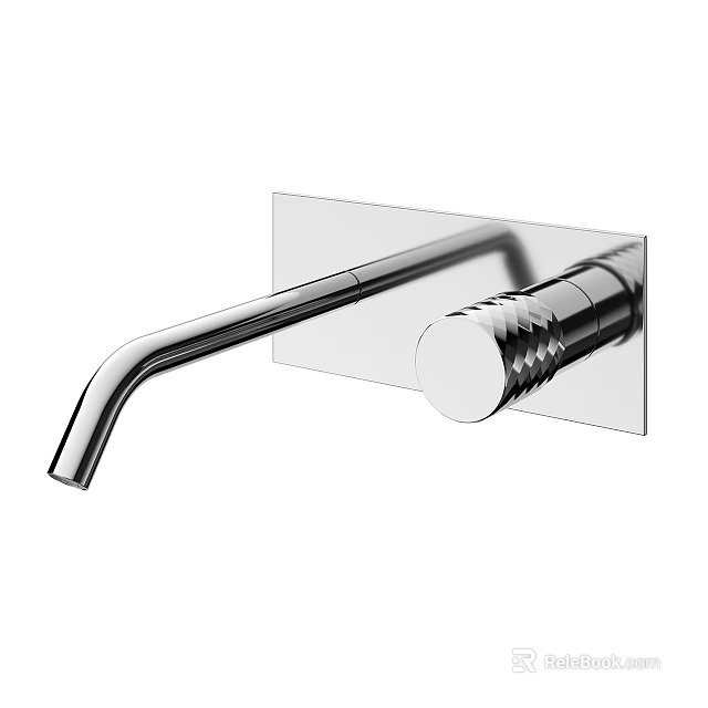 Modern Stainless Steel Faucet with Curved Spout Sleek Design and Wall Mount 3d model 