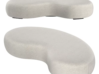 Modern Sectional Sofa With Curved Design And Light Beige Upholstery Fabric 3d model