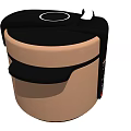 Electric Pressure Cooker Kitchen Appliance With Black Lid White Button Brown Body And Side Handles