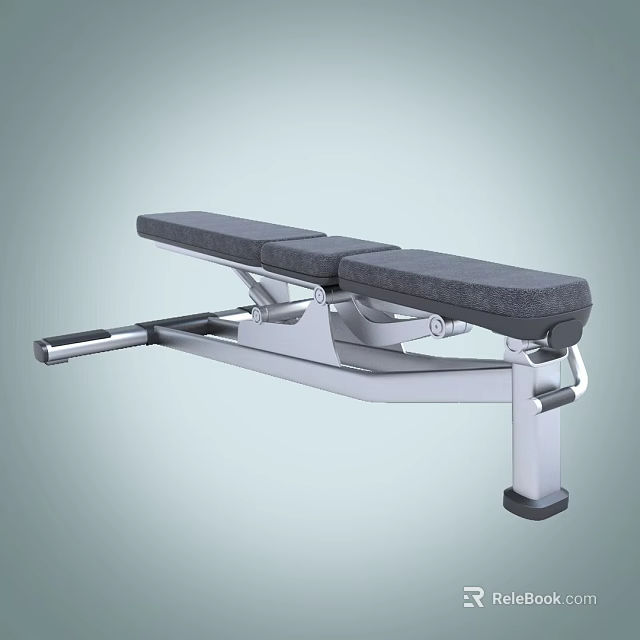 Fitness Bench With Gray Padded Seat And Sturdy Metal Frame For Home Gym 3d model 