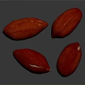 Four Ripe Red Fruits with Textured Surfaces on Dark Background