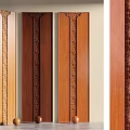 Elegant Wooden Wall Panels With Ornate Carvings And Various Wood Tones