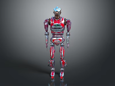 Red And Silver Mechanical Robot Figure With Detailed Armor Structure Design 3d model