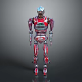 Red And Silver Mechanical Robot Figure With Detailed Armor Structure Design 3d model