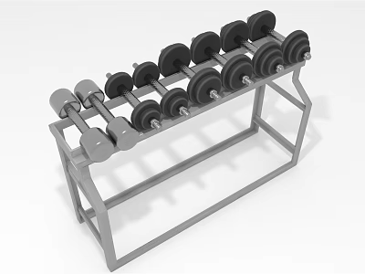 Sturdy Dumbbell Rack With Multiple Weight Plates For Home Gym Training 3d model