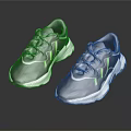 Dark Gray Sporty Sneakers With White Sole And Green Yellow Stripes For Casual Wear
