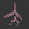 Industrial Mechanical Equipment With Three Copper Colored Blades And Sturdy Metal Stand