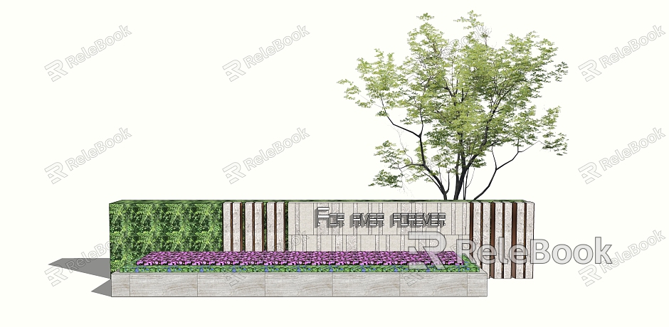 Modern landscape wall flower bed combination model